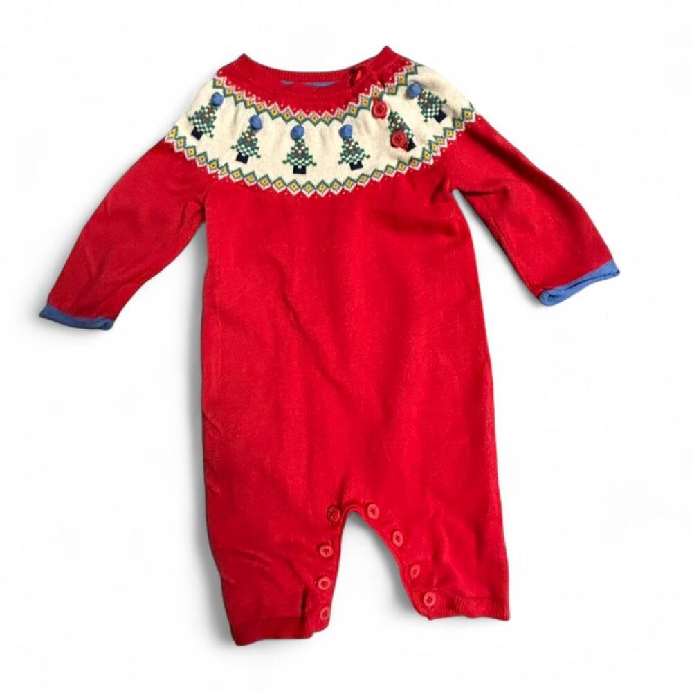 Newborn Mini Boden soft knit holiday Christmas romper with button closures